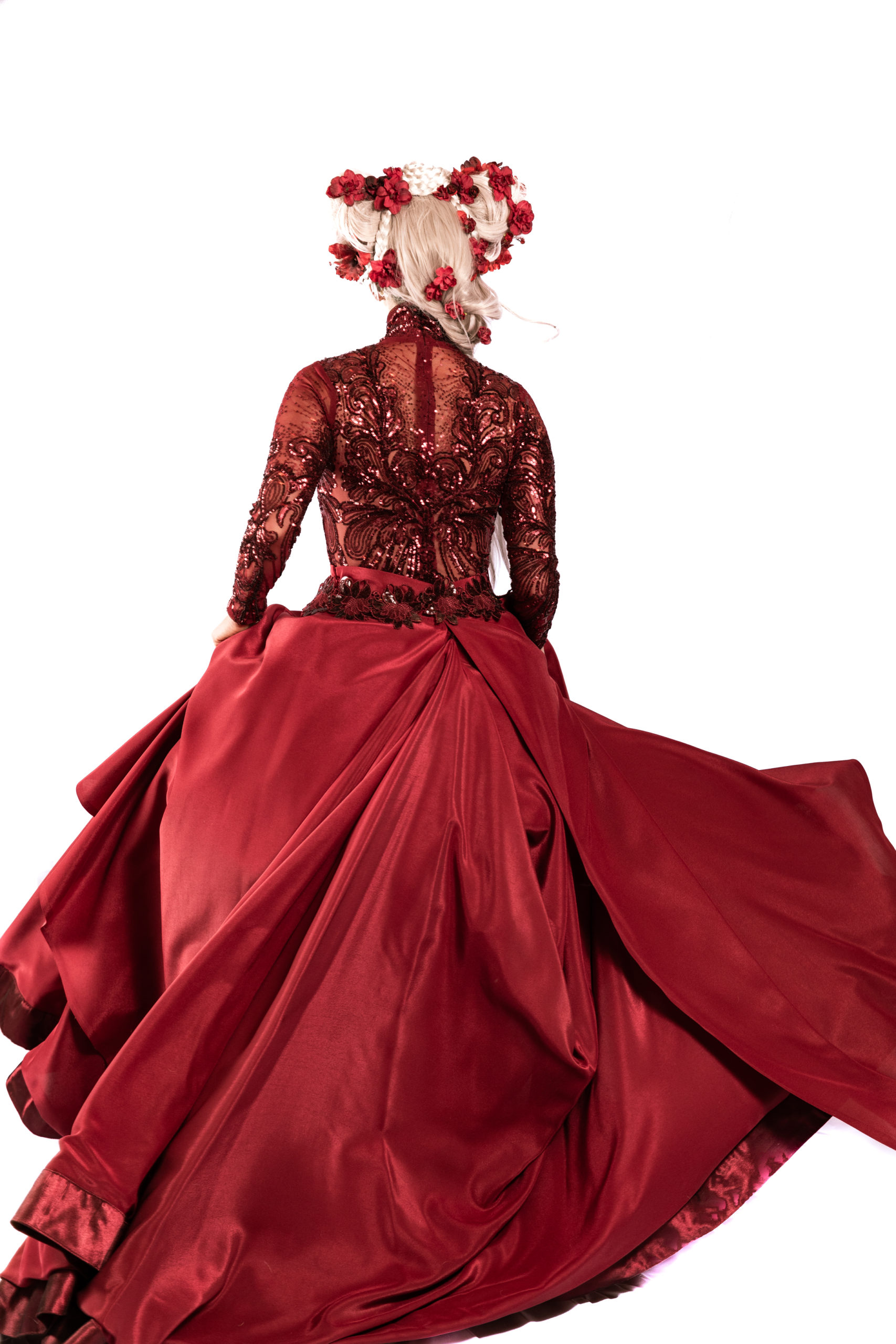 red victorian dress
