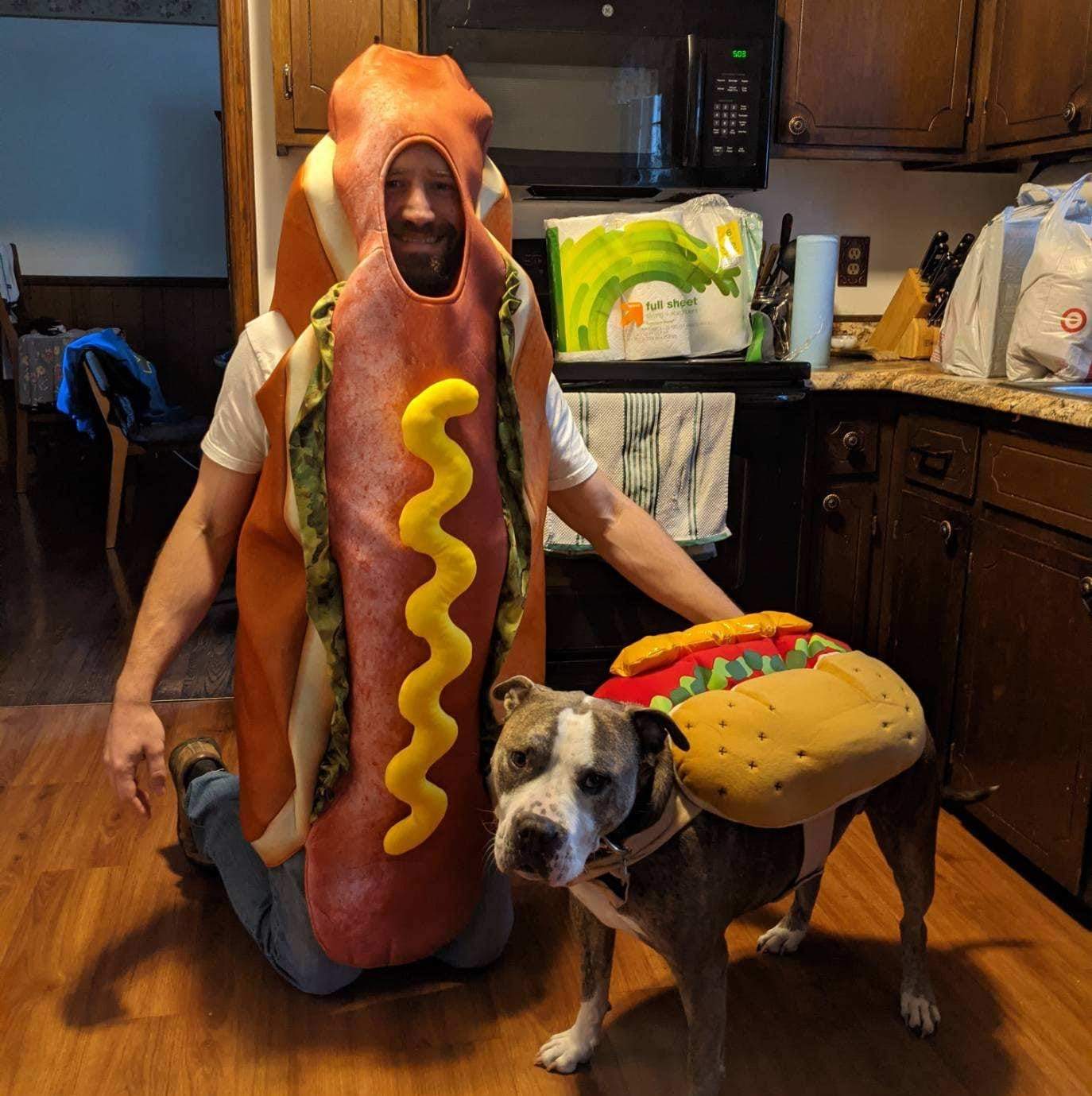 Conversely past Specifically Hot Dogs - Dog and Human Couple Costume - Trove Costumes